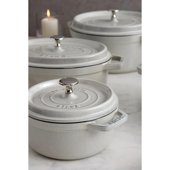 Staub La Cocotte | Cocotte öntöttvas főzőedény 18 cm | fehér trüffel | kerek | öntöttvas
