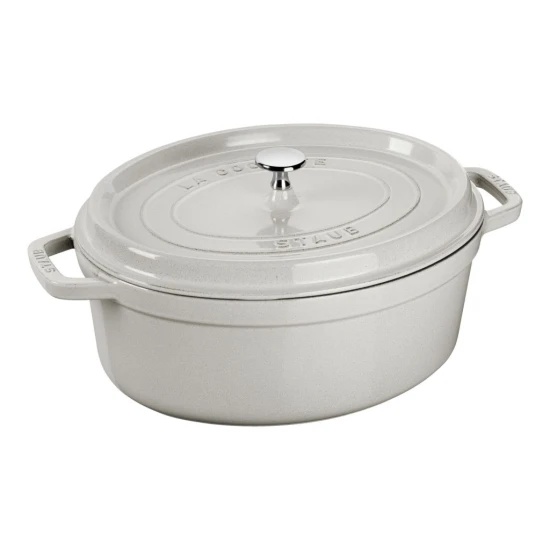 Staub La Cocotte | Cocotte öntöttvas főzőedény 31 cm | fehér trüffel | ovális | öntöttvas
