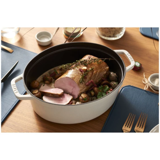 Staub La Cocotte | Cocotte öntöttvas főzőedény 31 cm | fehér trüffel | ovális | öntöttvas