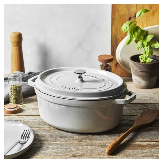 Staub La Cocotte | Cocotte öntöttvas főzőedény 31 cm | fehér trüffel | ovális | öntöttvas