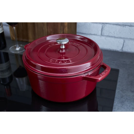 Staub La Cocotte | Cocotte öntöttvas főzőedény 24 cm | bordó | kerek | öntöttvas