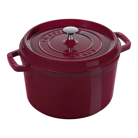 Staub La Cocotte | Cocotte öntöttvas főzőedény mély 24 cm | bordó | kerek | öntöttvas
