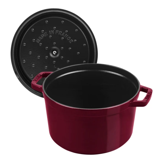 Staub La Cocotte | Cocotte öntöttvas főzőedény mély 24 cm | bordó | kerek | öntöttvas