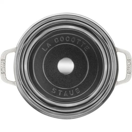 Staub öntöttvas edény | fehér | kerek | üvegfedővel 24 cm Staub öntöttvas edény | fehér | kerek | üvegfedővel 24 cm