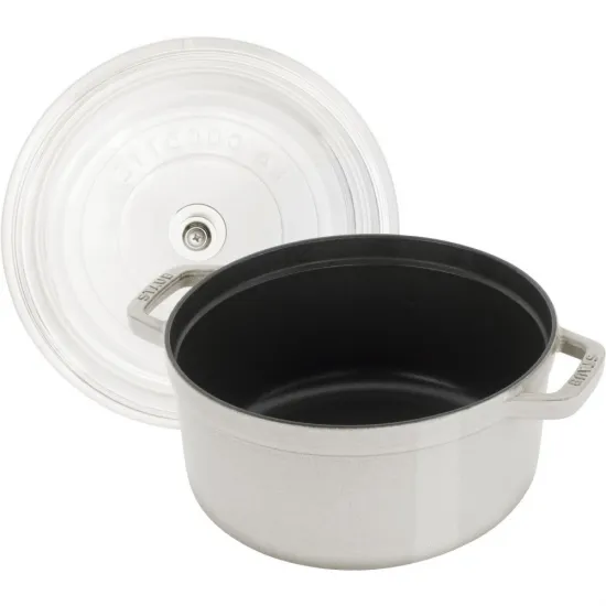 Staub öntöttvas edény | fehér | kerek | üvegfedővel 24 cm Staub öntöttvas edény | fehér | kerek | üvegfedővel 24 cm