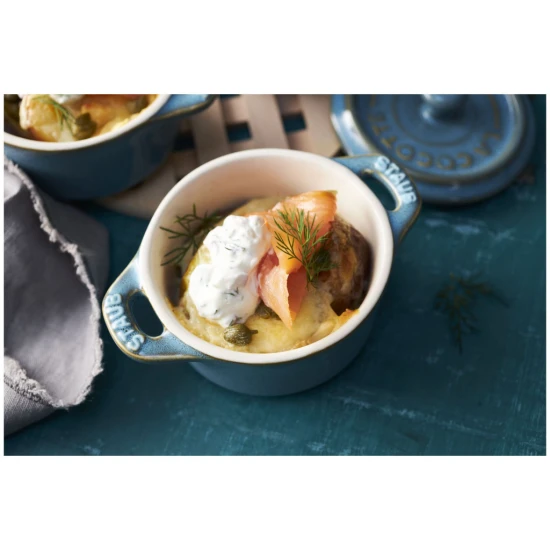 Staub kerámia | Cocotte öntöttvas főzőedény szett 4 darabos | kerek | kerámia |antik türkiz