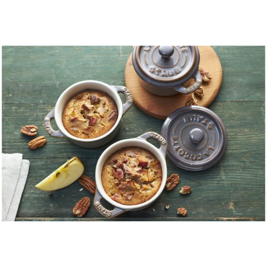 Staub kerámia | Cocotte öntöttvas főzőedény szett 4 darabos | kerek | kerámia | antikszürke