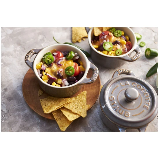 Staub kerámia | Cocotte öntöttvas főzőedény szett 4 darabos | kerek | kerámia | antikszürke