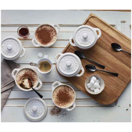 Staub kerámia | Cocotte öntöttvas főzőedény szett 4 darabos | kerek | kerámia | elefántcsont