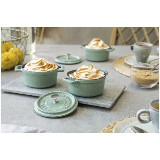 Staub La Cocotte | Mini Cocotte öntöttvas főzőedény 10 cm | zsálya | kerek | öntöttvas