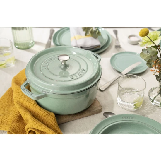Staub La Cocotte | Cocotte öntöttvas főzőedény 22 cm | zsálya | kerek | öntöttvas