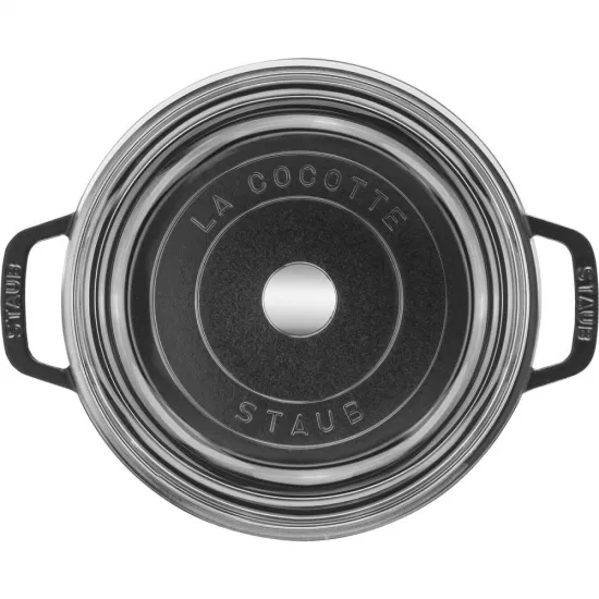 Staub öntöttvas edény | fekete | kerek | üvegfedővel 24 cm Staub öntöttvas edény | fekete | kerek | üvegfedővel 24 cm