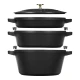 STAUB öntöttvas egymásba rakható edénykészlet fekete 3 darabos