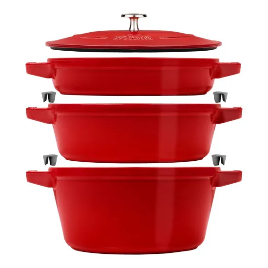STAUB öntöttvas egymásba rakható készlet piros 3 darabos STAUB öntöttvas egymásba rakható készlet piros 3 darabos