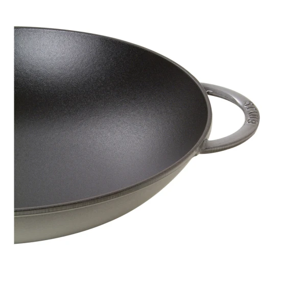 Staub Specialties | Wok üvegfedővel 37 cm | kerek | öntöttvas | grafitszürke