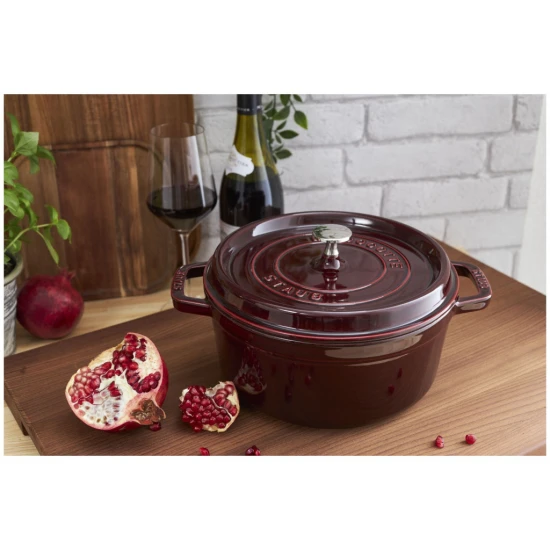 Staub La Cocotte | Cocotte öntöttvas főzőedény 24 cm | gránátvörös | kerek | öntöttvas