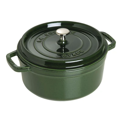 Staub La Cocotte | Cocotte öntöttvas főzőedény 26 cm | bazsalikomzöld | kerek | öntöttvas