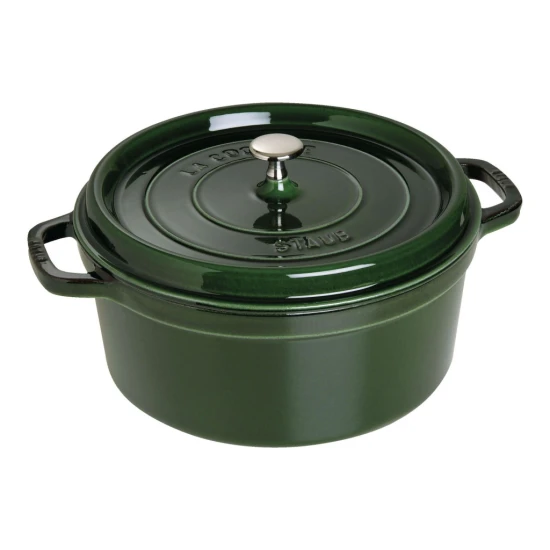 Staub La Cocotte | Cocotte öntöttvas főzőedény 28 cm | bazsalikomzöld | kerek | öntöttvas