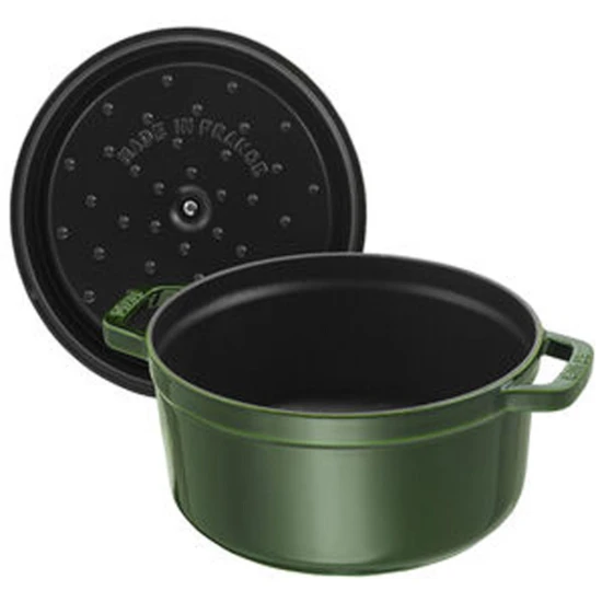 Staub La Cocotte | Cocotte öntöttvas főzőedény 28 cm | bazsalikomzöld | kerek | öntöttvas