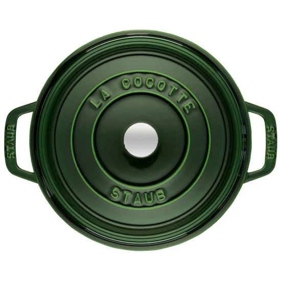 Staub La Cocotte | Cocotte öntöttvas főzőedény 28 cm | bazsalikomzöld | kerek | öntöttvas
