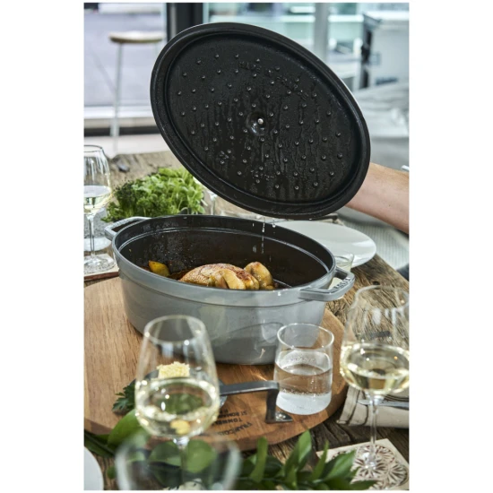 Staub La Cocotte | Cocotte öntöttvas főzőedény 37 cm | grafitszürke | ovális | öntöttvas