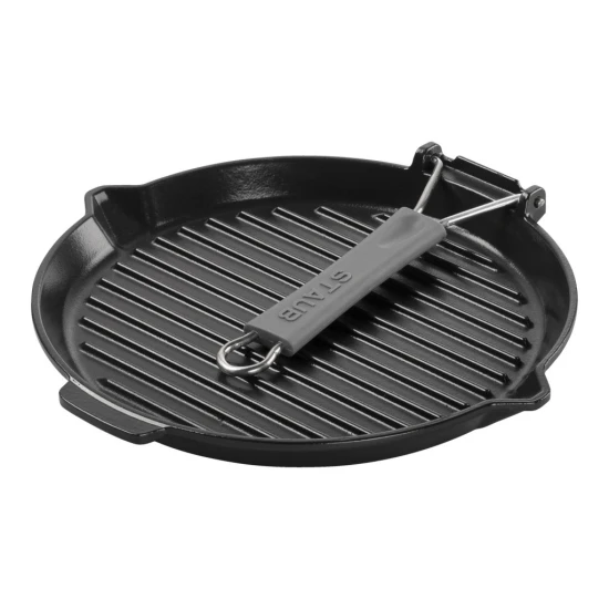Staub Grillserpenyők | grillserpenyő kiöntőcsőrrel 28 cm | kerek | öntöttvas | fekete