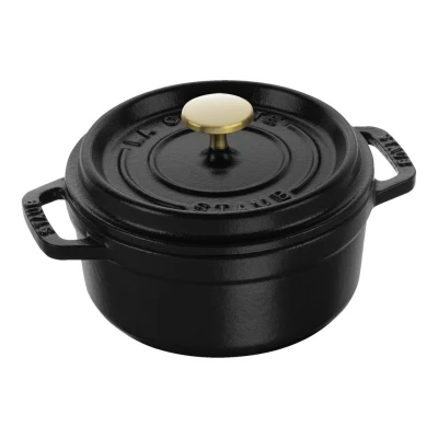 Staub La Cocotte | Cocotte öntöttvas főzőedény 12 cm | fekete | kerek | öntöttvas