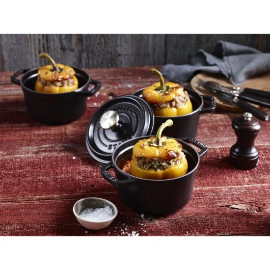 Staub La Cocotte | Cocotte öntöttvas főzőedény 12 cm | fekete | kerek | öntöttvas
