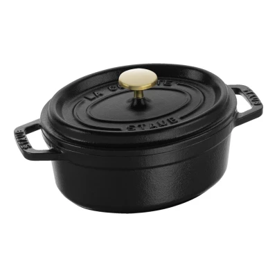 Staub La Cocotte | Cocotte öntöttvas főzőedény 15 cm | fekete | ovális | öntöttvas