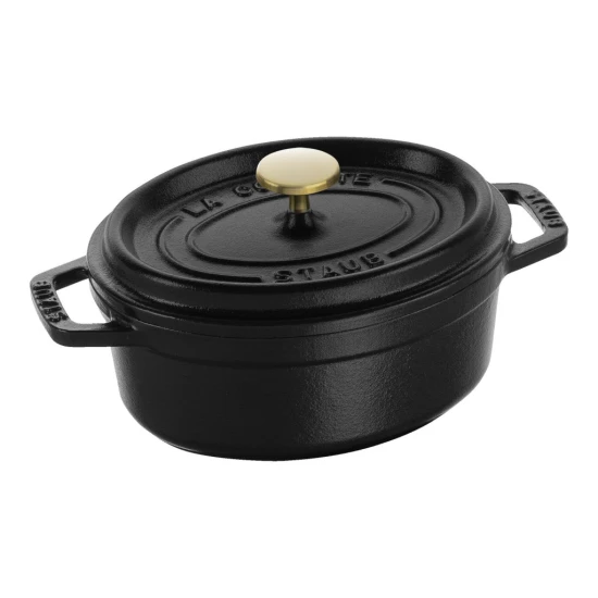 Staub La Cocotte | Cocotte öntöttvas főzőedény 15 cm | fekete | ovális | öntöttvas