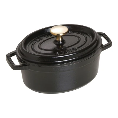 Staub La Cocotte | Cocotte öntöttvas főzőedény 17 cm | fekete | ovális | öntöttvas