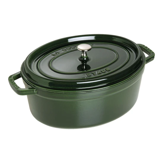 Staub La Cocotte | Cocotte öntöttvas főzőedény 33 cm | bazsalikomzöld | ovális | öntöttvas