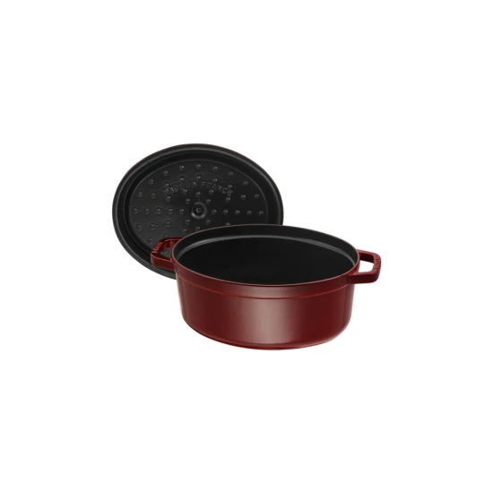 Staub La Cocotte | Cocotte öntöttvas főzőedény 33 cm | gránátvörös | ovális | öntöttvas