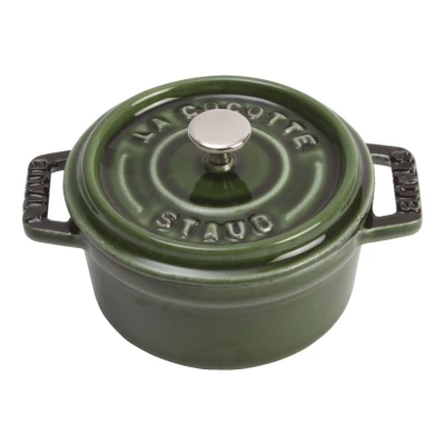 Staub La Cocotte | Mini Cocotte öntöttvas főzőedény 10 cm | bazsalikomzöld | kerek | öntöttvas