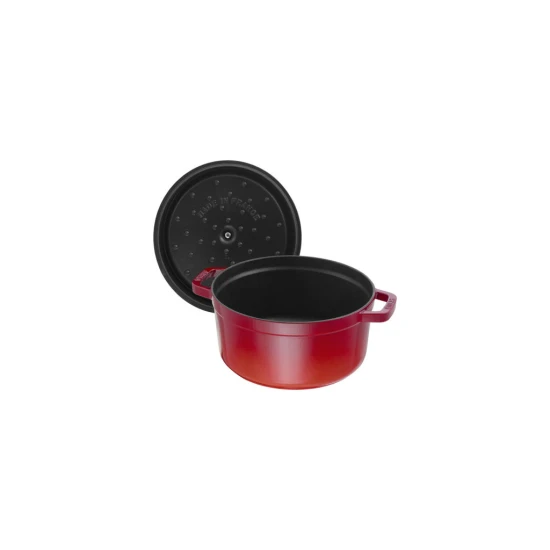 Staub La Cocotte | Cocotte öntöttvas főzőedény 28 cm | cherry | kerek 6,7 l | öntöttvas