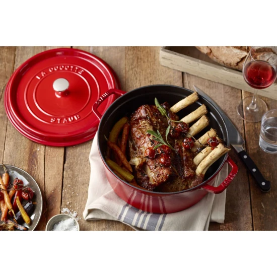 Staub La Cocotte | Cocotte öntöttvas főzőedény 30 cm | cherry | kerek | öntöttvas