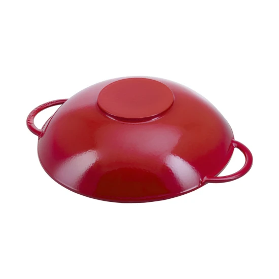 Staub Specialties | Wok üvegfedővel 37 cm | kerek | öntöttvas | cherry