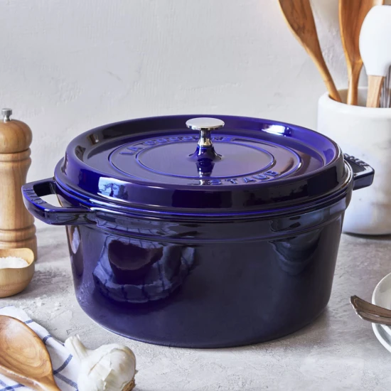 Staub La Cocotte | Cocotte öntöttvas főzőedény 24 cm | sötétkék | kerek | öntöttvas