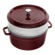 Staub La Cocotte | Cocotte öntöttvas főzőedény párolóbetéttel 26 cm | gránátvörös | kerek | öntöttvas