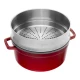Staub La Cocotte | Cocotte öntöttvas főzőedény párolóbetéttel 26 cm | cherry | kerek | öntöttvas