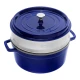 Staub La Cocotte | Cocotte öntöttvas főzőedény párolóbetéttel 26 cm | sötétkék | kerek | öntöttvas