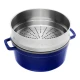Staub La Cocotte | Cocotte öntöttvas főzőedény párolóbetéttel 26 cm | sötétkék | kerek | öntöttvas