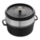 Staub La Cocotte | Cocotte öntöttvas főzőedény párolóbetéttel 26 cm | fekete | kerek | öntöttvas