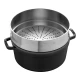 Staub La Cocotte | Cocotte öntöttvas főzőedény párolóbetéttel 26 cm | fekete | kerek | öntöttvas