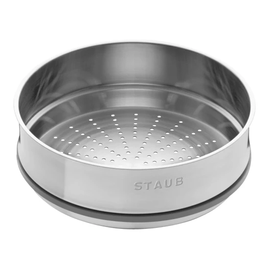 Staub La Cocotte | Cocotte öntöttvas főzőedény párolóbetéttel 26 cm | fekete | kerek | öntöttvas