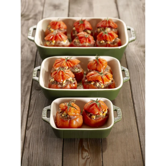 Staub kerámia | sütőtál 20 x 16 cm | kerámia | bazsalikomzöld