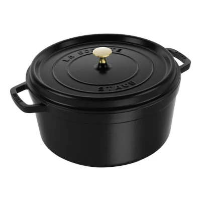 Staub öntöttvas edény | fekete | kerek | 34 cm | 12,6 l
