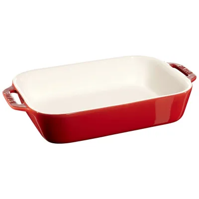 Staub kerámia sütőtál 27x20 cm szögletes meggypiros