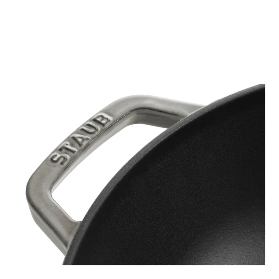 Staub Specialties | Wok üvegfedővel 30 cm | kerek | öntöttvas | grafitszürke