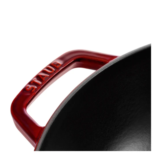 Staub Specialties | Wok üvegfedővel 30 cm | kerek | öntöttvas | gránátvörös